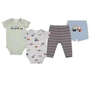 PL baby car print matching onesie and short set, 12 months